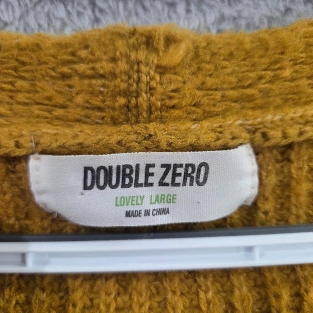 Double Zero Cardigan Cropped Lovely Large Mustard Yellow‎ Knit Boho Cozy Slouchy - Picture 2 of 8